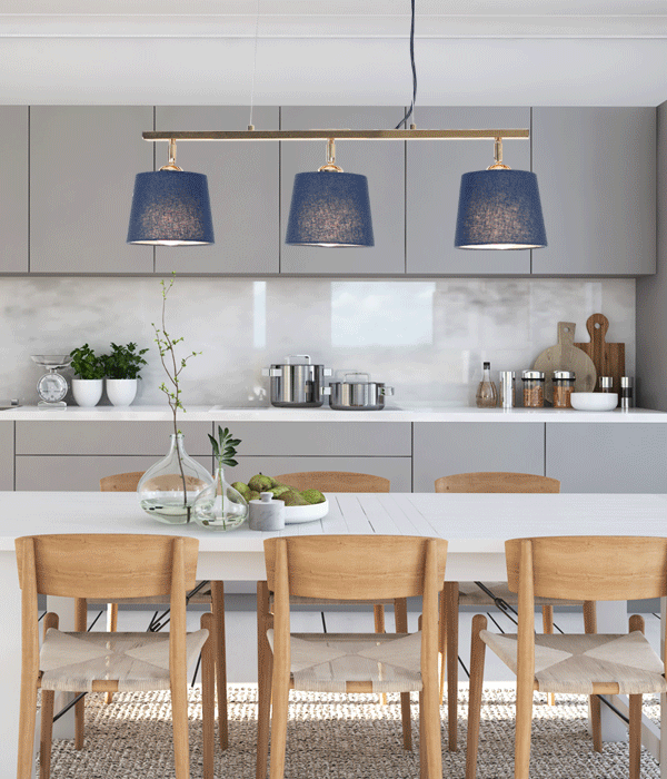 뷰민라 3등 일자 패브릭 펜던트조명 인테리어조명 LED식탁등